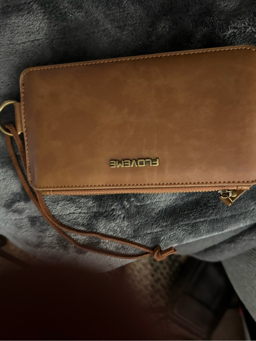 Floveme Leather Wristlet Clutch with Gold Hardware